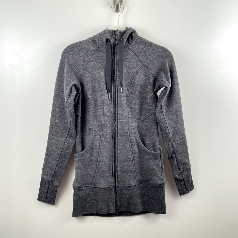 21. EUC Athleta Women Jacket Hoodie Dark Gray Extra Small Polyester Blend CYA